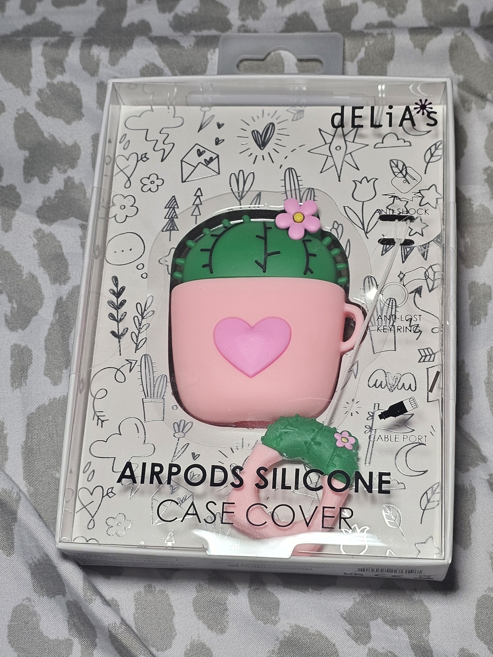 delia*s Pink Cactus AirPods Silicone Case Cover